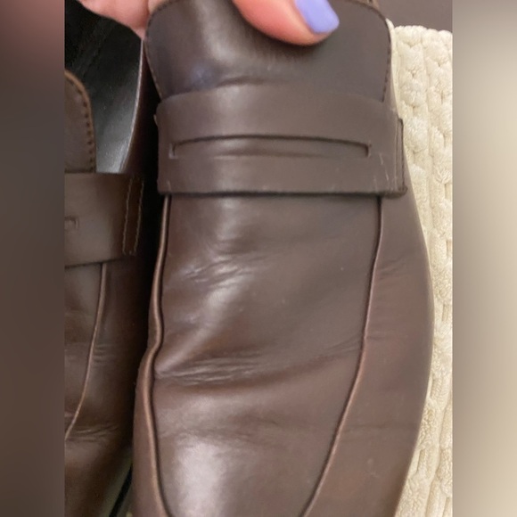 Hugo Boss Penny Loafers Men's 8 Dark Brown Leather Dress, runs large - Picture 4 of 16